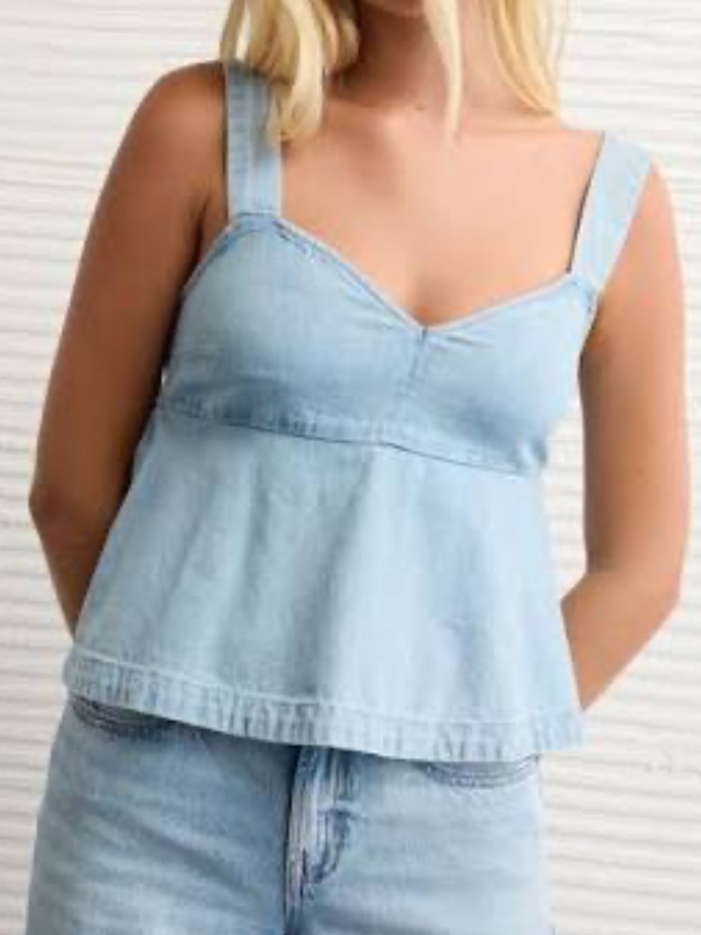 NWT American Eagle Soft Denim Bow Top